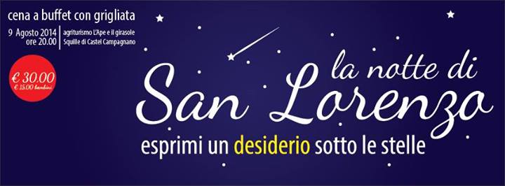 LA NOTTE DI SAN LORENZO | CENA BUFFET CON GRIGLIATA