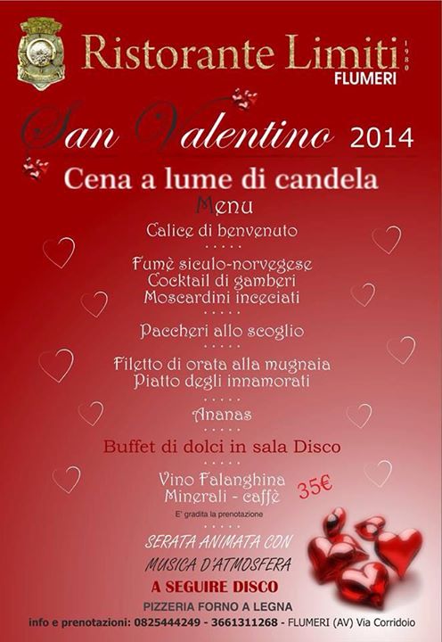 RISTORANTE L.I.M.I.T.I. 1980 present:::►***SAN VALENTINO A LUME DI CANDELA***