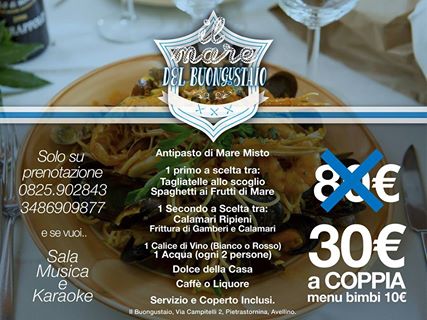 Men&ugrave; di Pesce 30&euro; a COPPIA al Buongustaio