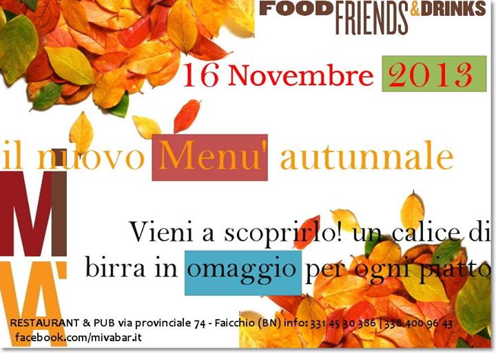 Il nuovo men&ugrave; autunnale!