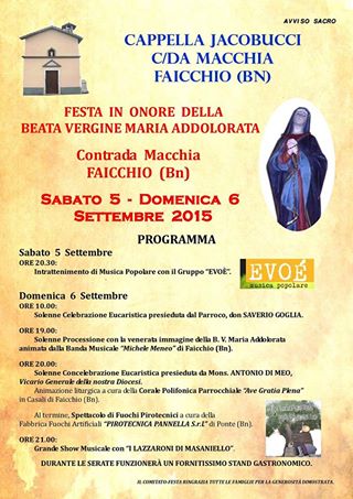 FESTA IN ONORE DELLA BEATA VERGINE MARIA ADDOLORATA